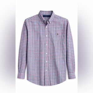 Ralph Lauren XXL Men's Blue and Pink Plaid Shirt